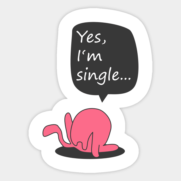 Single cat licking herself Sticker by Johnny_Sk3tch